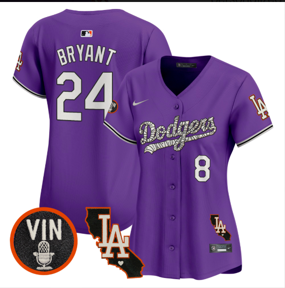 Women Los Angeles Dodgers #24 Bryant 2025 purple Limited Stitched Jersey